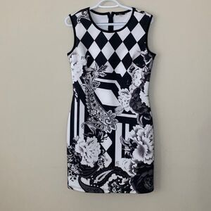Milano Black and White Floral‎ Dress Size Small